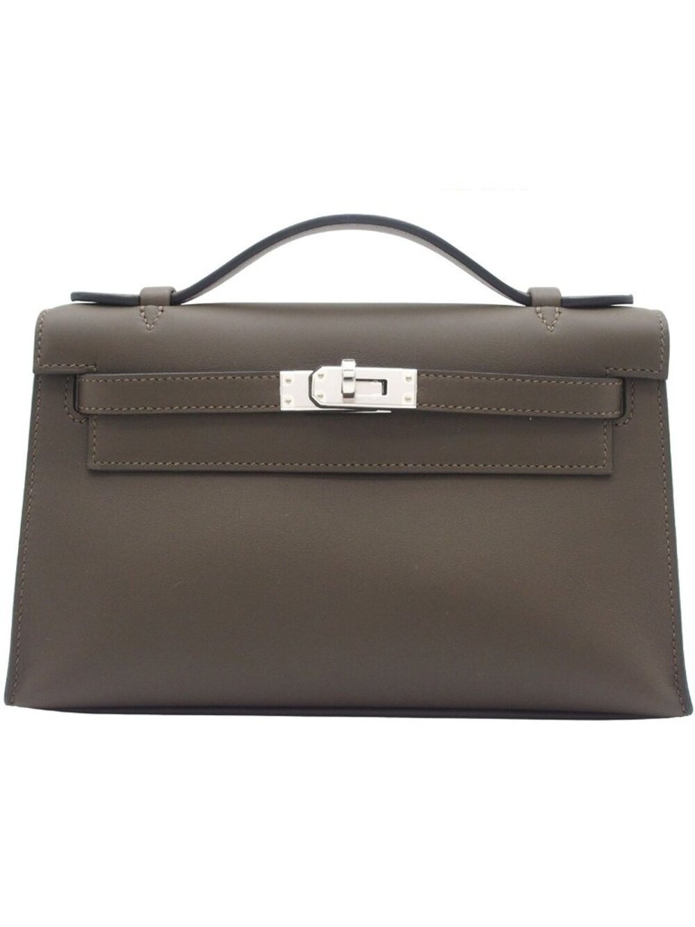 Hermes Pochette Kelly Vert Loden Silver Swift Handbag